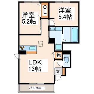 グランシャリオN【1階】の間取り