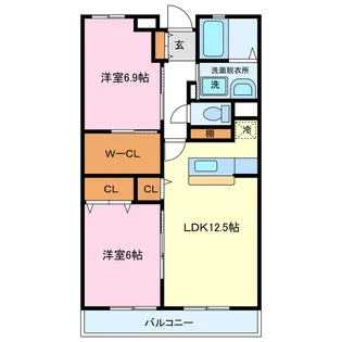 エクセラン シャトー【1階】の間取り