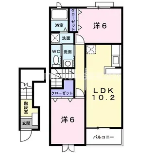 クイスクアム【2階】の間取り