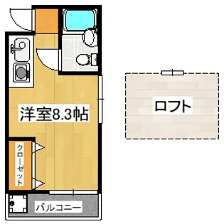 メゾンド・シェヌー原木【1階】の間取り