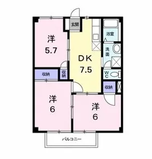 オーキッド潮見ヶ丘B【2階】の間取り