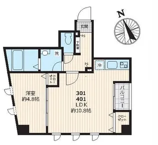 ピークサイドレジデンス早稲田【4階】の間取り