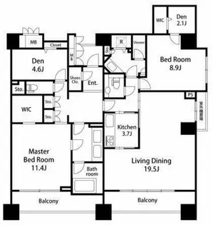 東京都港区西麻布3【マンション】の間取り