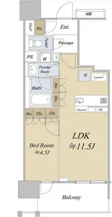 オープンレジデンシアTHE MID MARK【14階】の間取り