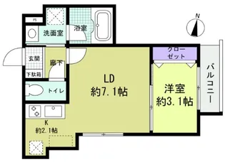 GREENHILL HATSUKAICHI【1階】の間取り