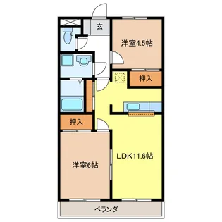 岐阜県岐阜市小西郷1【アパート】の間取り
