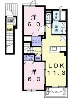 茨城県牛久市さくら台2【アパート】の間取り
