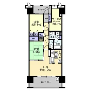 ラヴニール桑田町シュペリオール【5階】の間取り