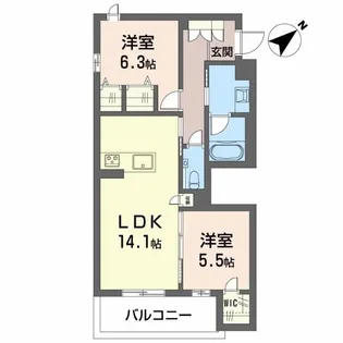 ヒューゲル【1階】の間取り