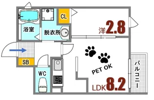 月光府中鹿籠壱番館【3階】の間取り