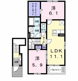 パルタウン弐番館B【2階】の間取り