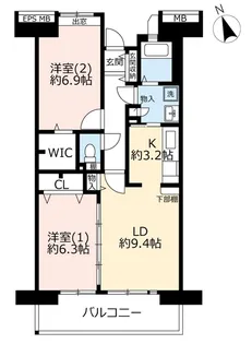 URコンフォール南日吉【9階】の間取り