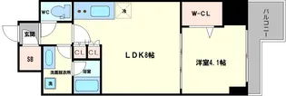 クロスレジデンス阿波座【8階】の間取り