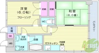 ペルシティ新富【5階】の間取り