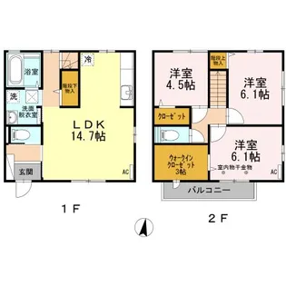 ペアハウス【2階】の間取り
