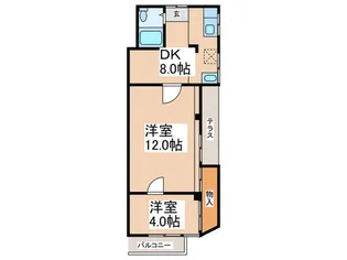 ヒュ-テック上山【1階】の間取り
