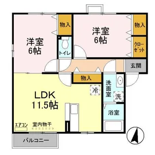 イースト・コート B【2階】の間取り