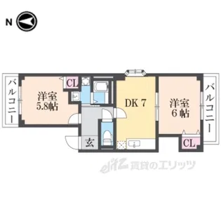 グリシーヌ京町【2階】の間取り