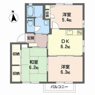 ハイツ足達 B棟【2階】の間取り