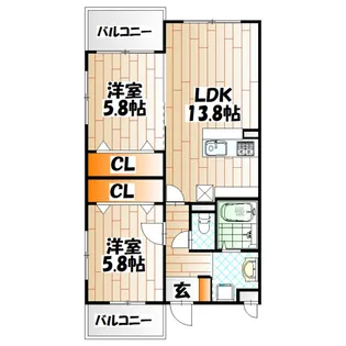 福岡県北九州市小倉北区日明3【マンション】の間取り