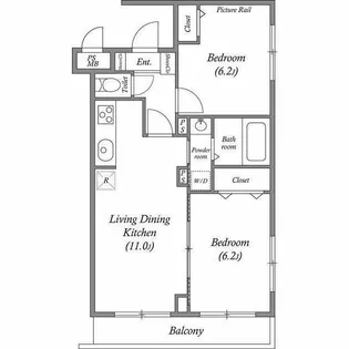2LDKの間取り画像