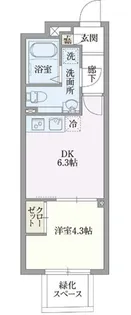 1DKの間取り画像