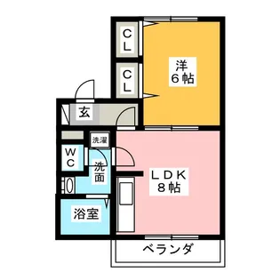 レトア新西方B-2【2階】の間取り