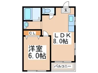 マンションカーサー【4階】の間取り