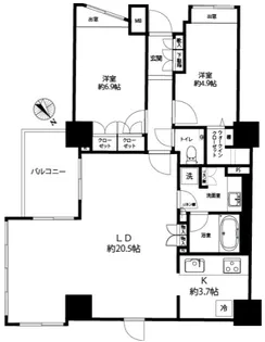 グローリオ蘆花公園テラス棟【7階】の間取り