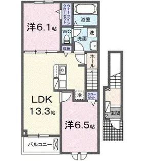 クリスタルドミールVI【2階】の間取り