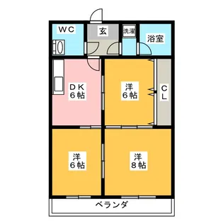 松ヶ枝ハイツ【1階】の間取り