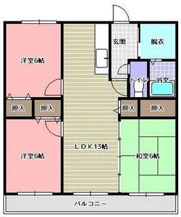 熊本県熊本市北区鶴羽田4【マンション】の間取り