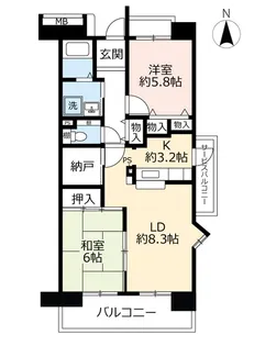 URコンフォール城山【5階】の間取り