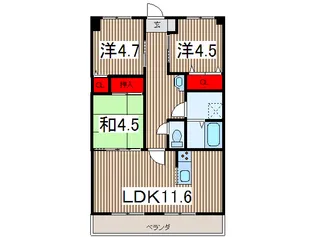 リリ-ヴィレッジ3【6階】の間取り