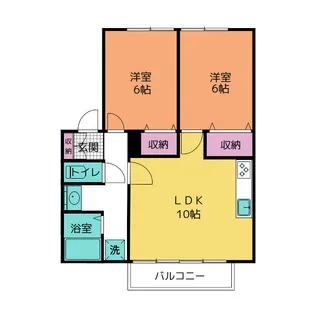 ガーデンコート西添【1階】の間取り