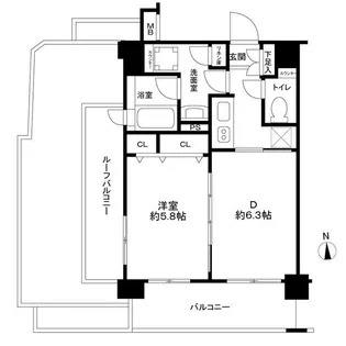アンビシャス船橋【5階】の間取り