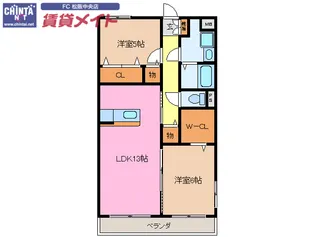 ボヌール【1階】の間取り