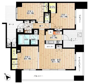 東急ドエル・アルス桜木町博物館通り【9階】の間取り