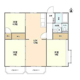 グリーンコーポ金田14号棟【1階】の間取り