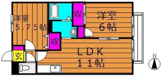 Calm Hills 2番館【1階】の間取り