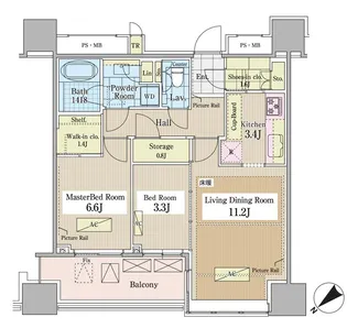 パークコート千代田富士見ザ・タワー【32階】の間取り