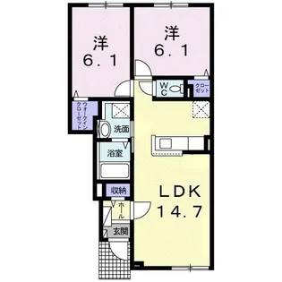 ヒカルサ 苫小牧 ウエスト【1階】の間取り