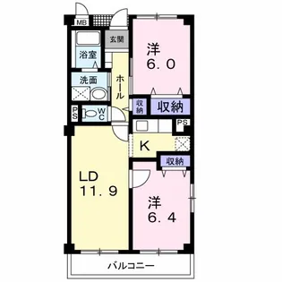 ブロッサム松山アネックスA【3階】の間取り