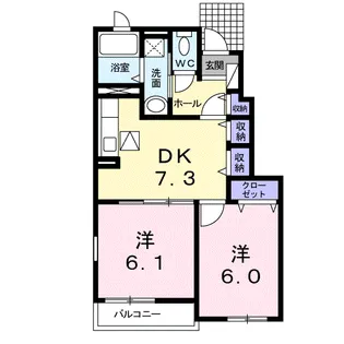 リヴァー アンジュ【1階】の間取り