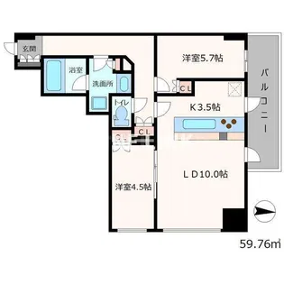 クレヴィアタワー大阪本町【12階】の間取り