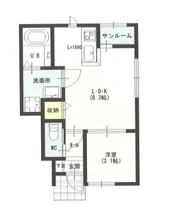 フルールハウスI【1階】の間取り