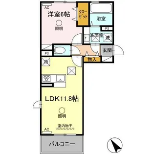 アベニール新八代【1階】の間取り
