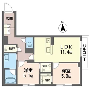 ボヌール小山【2階】の間取り