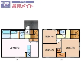 三重県津市鳥居町【一戸建】の間取り
