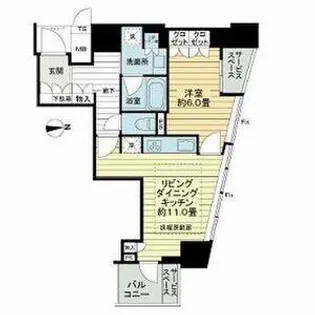 プラウドタワー北浜【8階】の間取り